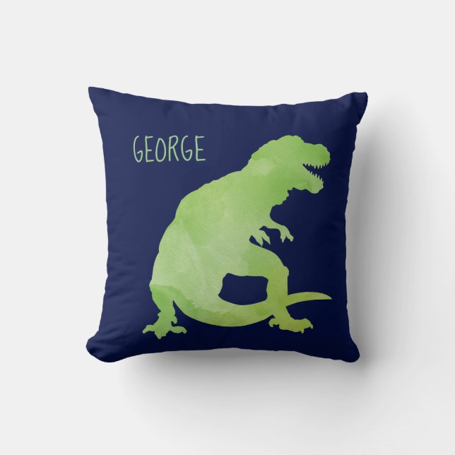 Coussin Aquarelle bleu vert Dinosaur pour enfants personna (Recto)