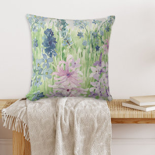 Coussin Aquarelle Bleu violet Meurtre de fleurs sur la mon