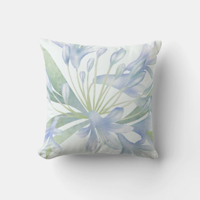 Coussin Aquarelle Blue Lilies (Recto)