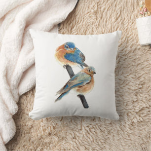 Coussin Aquarelle Bluebird Couple Art