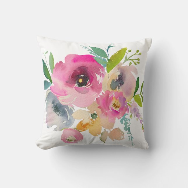 Coussin Aquarelle Boho Pastel (Recto)