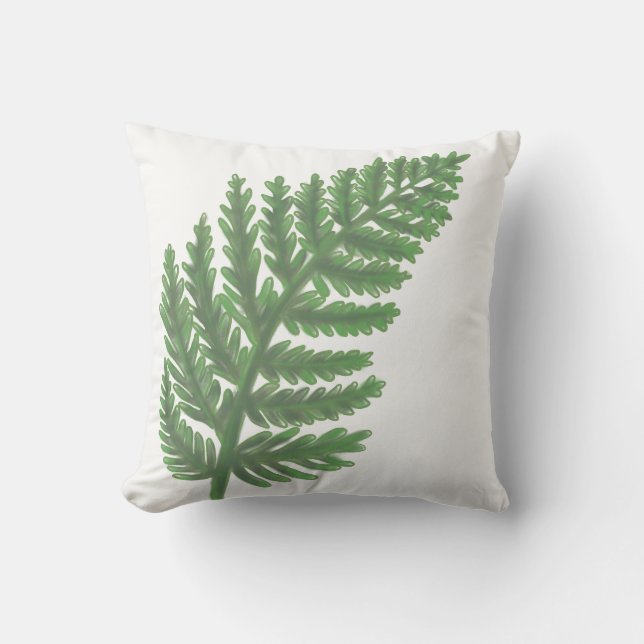 Coussin Aquarelle botanique Moss Green Fern (Recto)