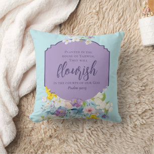 Coussin Aquarelle Bouquet floral Bible Verse double face