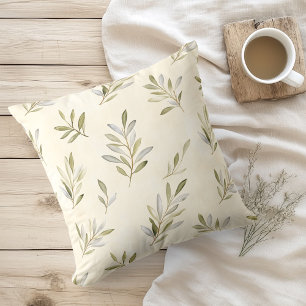 Coussin Aquarelle Branches d'olive rustique