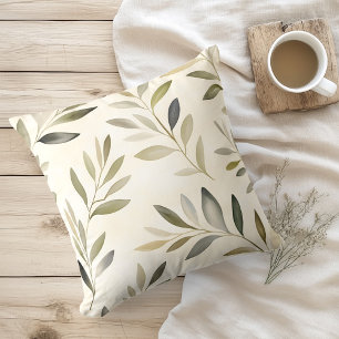 Coussin Aquarelle Branches d'Olivier Rustiques