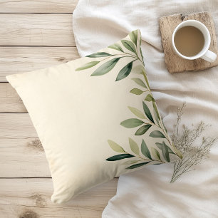 Coussin Aquarelle Branches d'Olivier Rustiques