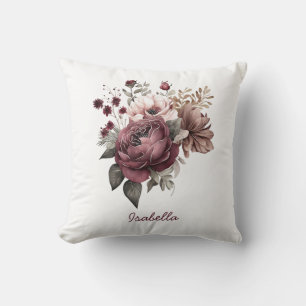 Coussin Aquarelle Burgundy Floral sur mesure