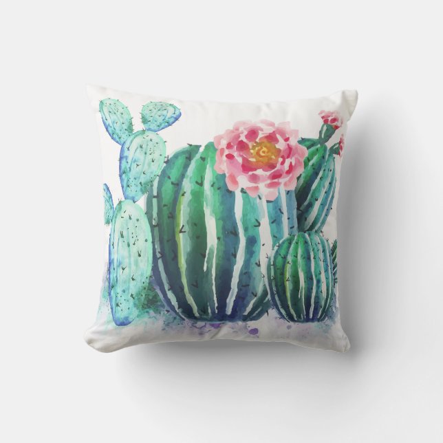 Coussin aquarelle Cactus (Recto)