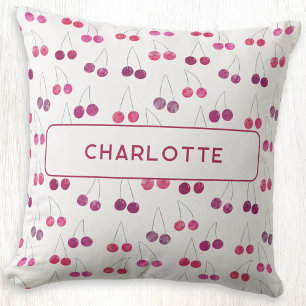 Coussin Aquarelle cerise personnalisée