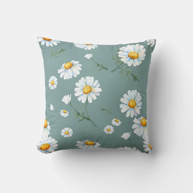 Coussin Aquarelle Chamomile Motif à fleurs (Recto)