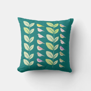 Coussin Aquarelle Chickadees & Feuilles