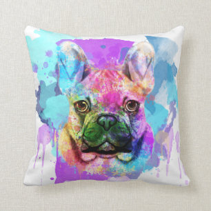 Coussin Aquarelle Chien-taureau français