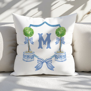 Coussin Aquarelle Chinoiserie Topior Monogramme Crest