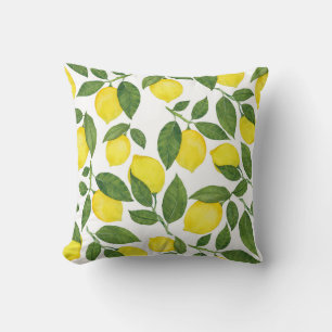 Coussin Aquarelle Citrons : Motif de fruits d'été