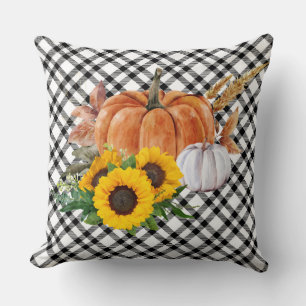 Coussin Aquarelle Citrouille d'automne Fleurs de soleil Th