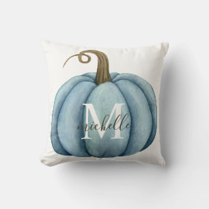 Coussin Aquarelle Citrouille Monogramme Boho Décor Automne