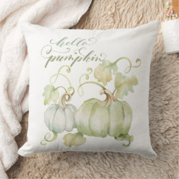 Coussin Aquarelle Citrouilles bleus 20 x 20 Jeu d'oreiller