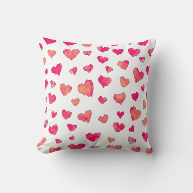 Coussin Aquarelle Coeur Art Motif (Recto)