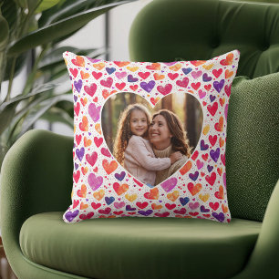 Coussin Aquarelle colorée Coeurs de la fête des mères Phot