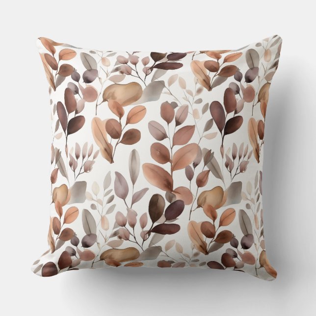 Coussin Aquarelle colorée Eucalyptus Feuille Rustic Boho (Recto)