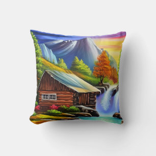 Coussin Aquarelle colorée Imaginaire Peinture tropicale