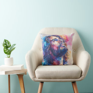 Coussin Aquarelle colorée Jésus Christ