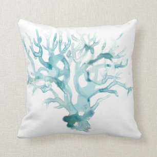 Coussin Aquarelle Corail - Bleu