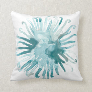 Coussin Aquarelle Corail - Bleu 2