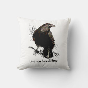 Coussin Aquarelle Corbeau Oiseau Oiseau Oiseau Art noir Ci