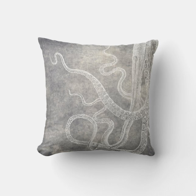 Coussin Aquarelle côtière Octopus Eau douce Neutre (Recto)