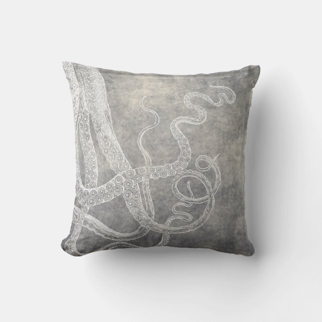 Coussin Aquarelle côtière Octopus Eau douce Neutre (Recto)