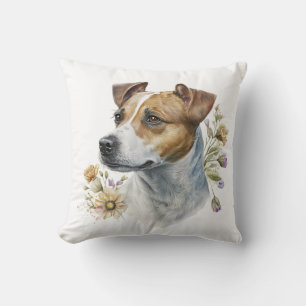 Coussin Aquarelle couleur mignonne Floral Jack Russell Chi
