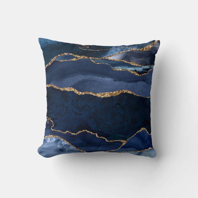 Coussin Aquarelle d'aquarelle marine Abstraite (Recto)