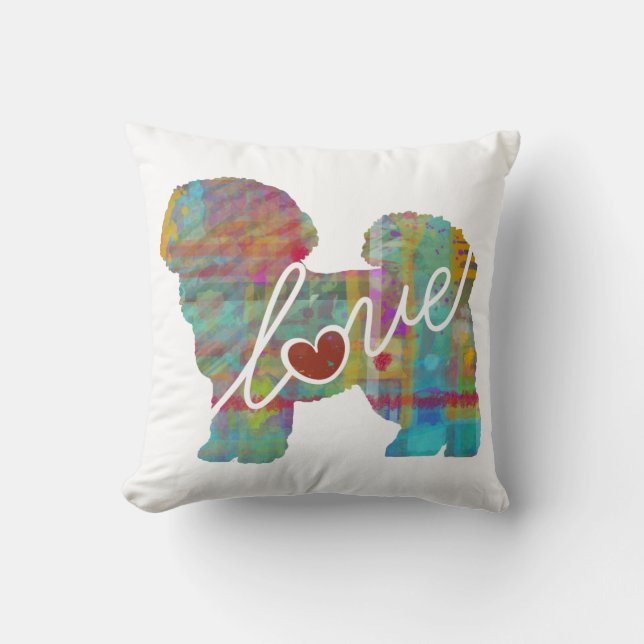 Coussin Aquarelle de Bichon Frise (Recto)
