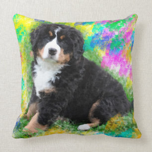 Coussin Aquarelle de chien de montagne bernois peinture