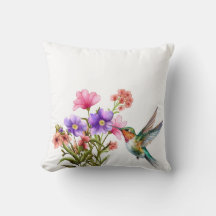Aquarelle de colibri rose violet