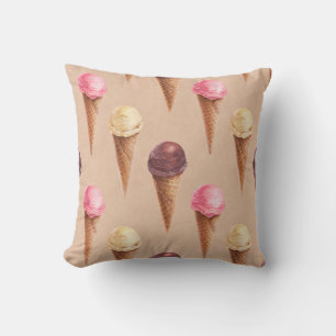 Coussin Aquarelle de crème glacée Illustration transparent