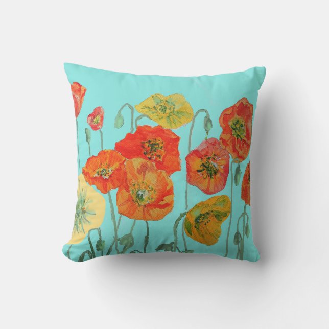 Coussin Aquarelle de cushion d'eau orange rouge jaune pavo (Recto)