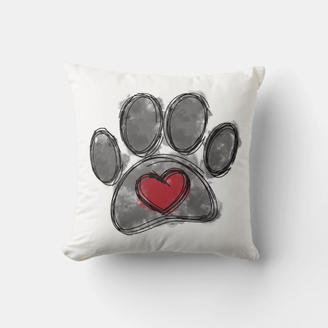 Coussin Aquarelle de dessin Amoureux des chiens (Recto)
