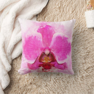 Coussin Aquarelle de fleur d'orchidée - rose wb 02