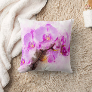 Coussin Aquarelle de fleur d'orchidée - rose wb 03