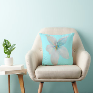 Coussin Aquarelle de fleur pastel blanc