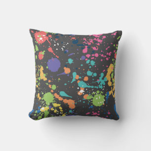 Coussin Aquarelle de Grunge : Motif de points colorés.