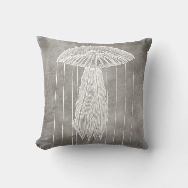 Coussin Aquarelle de la côte gris de la canne à eau (Recto)
