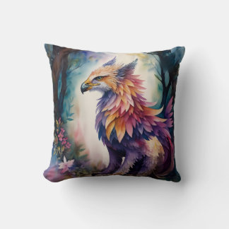 Coussin Aquarelle de la forêt Griffin Multicolore