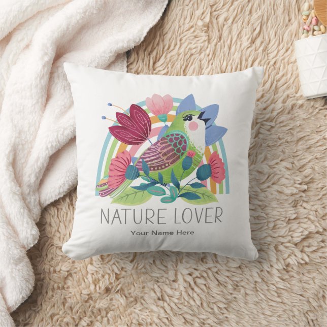 Coussin Aquarelle de la nature Fleurs d'oiseaux Couleur ar (Couverture)