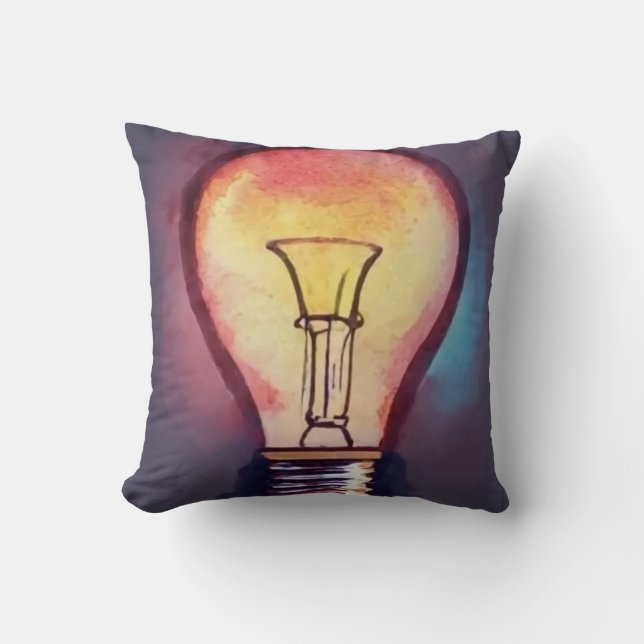 Coussin Aquarelle de l'ampoule légère peinture, ampoule (Recto)