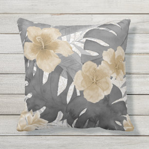 Coussin Aquarelle de Luana Flore gris tropical réversible 