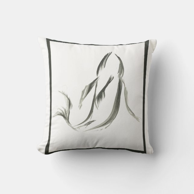 Coussin Aquarelle de méditation de course de brosse de zen (Recto)