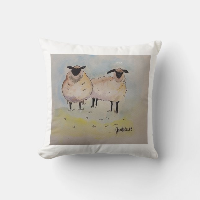 Coussin aquarelle de mouton (Recto)